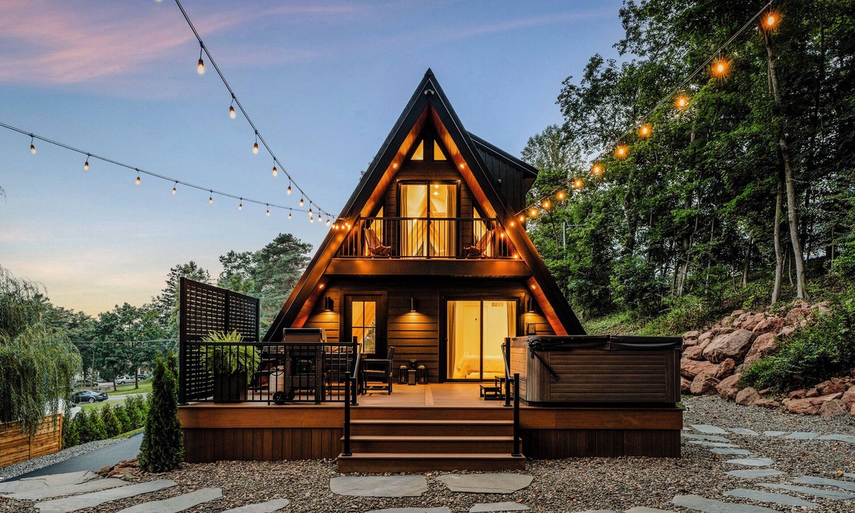 Adamstown Cabin | Luxury A-frame in Adamstown, PA with hot tub, barrel sauna & EV charger