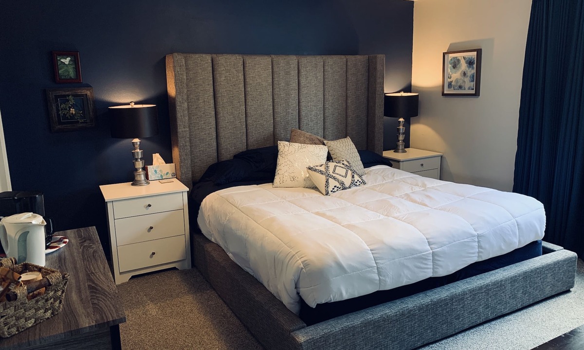 Spokane House | Quiet, private bath and comfy, cozy - king-size bed! Germ Protected!