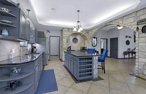 Spring Branch House | 5BR Fantasy Castle | Hot Tub, River Access, Media Room, Pond