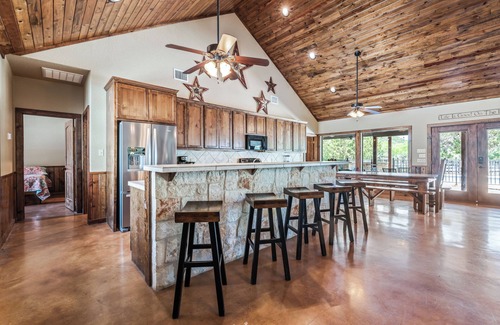 Concan House | Just steps from THE Frio River in Concan, single story home with private pool