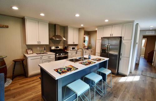 Bath House | Kamp Keuka - Colorful & Spacious 3BR Getaway in Wine Country