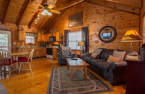 Gatlinburg - Pigeon Forge Cabin | Pet Friendly Cabin Near Fishing Pond-Screened Porch-Hot Tub-Free WiFi-Romantic!