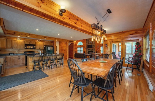McHenry Cabin | Rustic Log Lodge w/Fireplace & Hot Tub