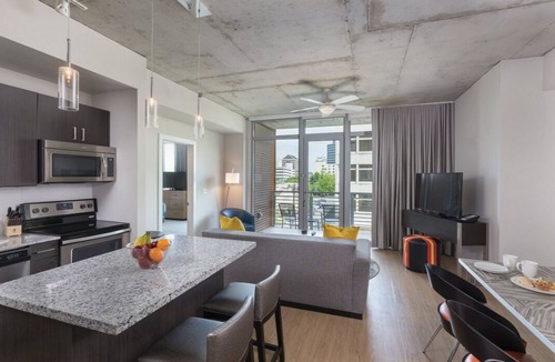Civic District Condo | 2BD/Austin - Full Kitchen, W/D, Balcony, Fire Pit!