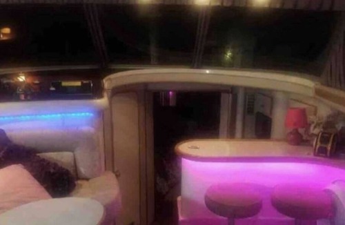 Freeport's Nautical Mile Boat Rental | 45 foot yacht with heat! 2 bedroom apartment inside with 2 TVs and full kitchen.