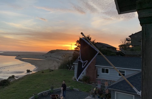 Cannon Beach House | Amazing ocean & estuary views! Relax on the deck (hot tub & fire-pit)