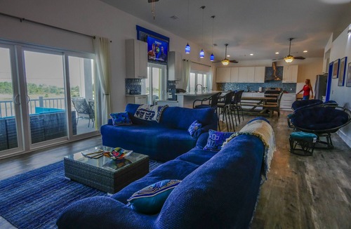 Navarre Beach House | Gulf and Sound Views! HUGE backyard, 33' POOL,Hot Tub, Outdoor Bar and TVs