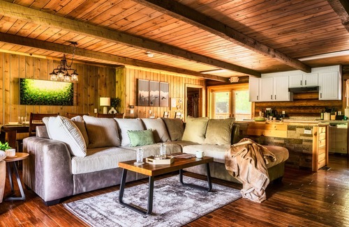 Gatlinburg Cabin | Log Cabin! ADA! Location! Hot Tub! Game Room! Theater! Wood Burning Fireplace!