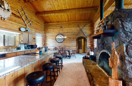 Pagosa Springs House | Log home with firepit, deck, & mountain view - dogs OK