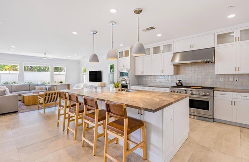 Olde Carlsbad House | Luxe home near the beach with a pool, grill, office, gourmet kitchen, W/D, & AC