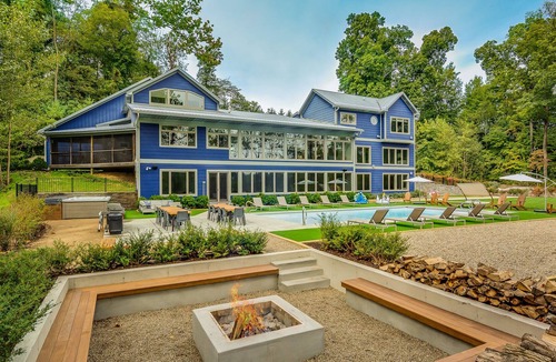 Berrien Springs House | Modern Country Home w/ Heated Pool, 2 Hot Tubs, Fire Pit & Home Theater