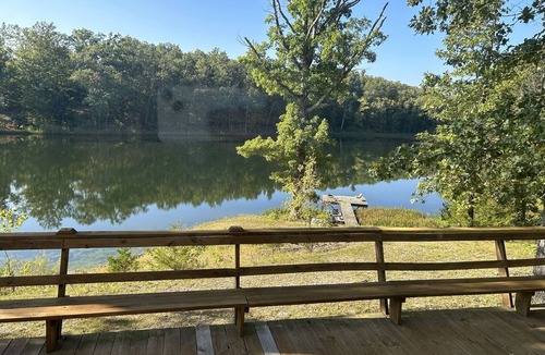 Elk Creek Cabin | Peaceful secluded cabin nestled on 40 wooded acres overlooking 4 acre pond.