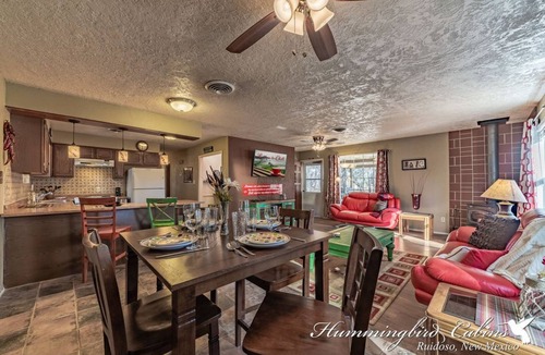 Ruidoso House | 'Permit to relax Granted!' at License to Chill with hot tub and detached Game Room.