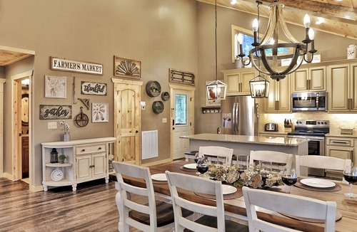 Chalet Village Cabin | PHENOMENAL Luxury Cabin! VIEWS! HUGE Decks! Game Room! Theater! 6 Master Suites!