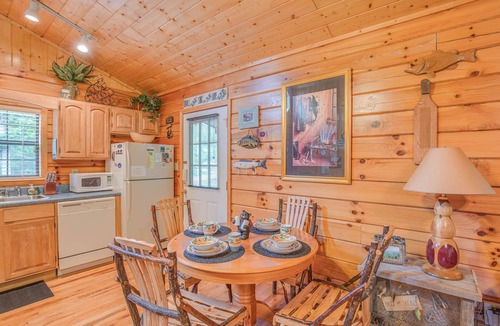 Sevierville Cabin | Romantic escape in the woods w. hot tub, fireplace + indoor pool access