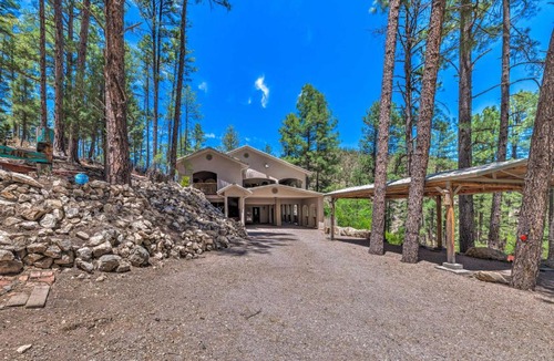 Ruidoso House | Spacious Stucco Home with Multi-Level Patio!