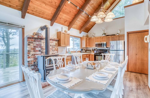 Sandpiper Village House | Stupendous Views Over Forest to Sea, Hot Tub, and game room in This Family Home!