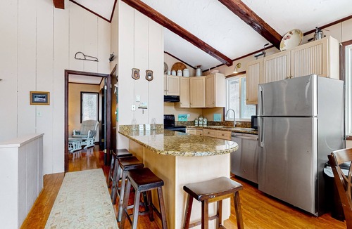 Maplecrest House | Two-story home with a fireplace & deck - across the street from lake access
