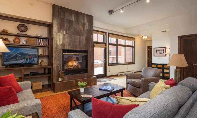Downtown Steamboat Springs Condo | Howelsen Place B211 | Downtown Condo | Private Heated Garage | Fire Pit With Views
