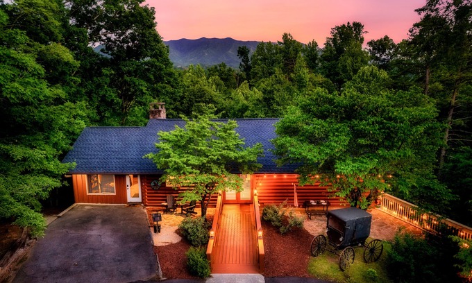 Gatlinburg Cabin | Log Cabin! ADA! Location! Hot Tub! Game Room! Theater! Wood Burning Fireplace!