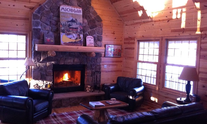 Saugatuck Cottage | Luxury Cedar Cabin on the Lake with Heated Pool & Hot Tub. Close to Ski resort