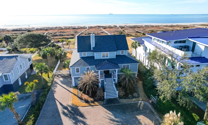 Isle of Palms House | Oceanfront Oasis! Renovated kitchen, Private Boardwalk, Pool, Hot Tub - 3602 Palm