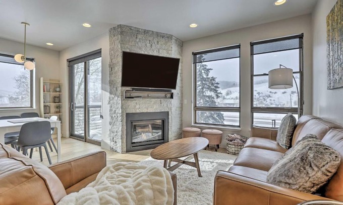Silverthorne Apartment | Silverthorne Condo Fireplace, Balcony, Views