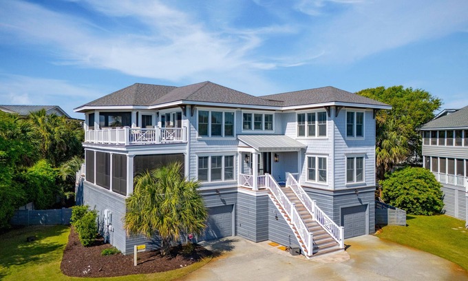 Isle of Palms House | Stunning Home! Pool, Theater Room, Steps to Beach - 3 46th Avenue